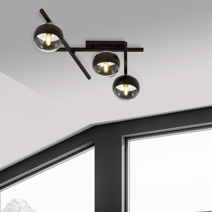Plafoniera SMART 3 neagra cu dungi