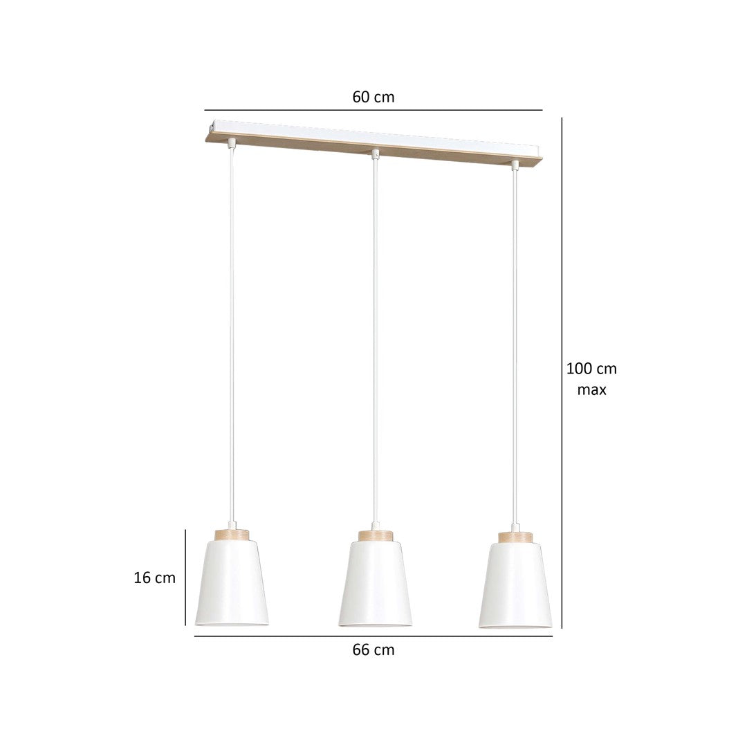 Lustra suspendata cu 3 pendule BOLERO 3 alba