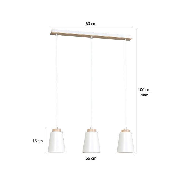 Lustra suspendata cu 3 pendule BOLERO 3 alba