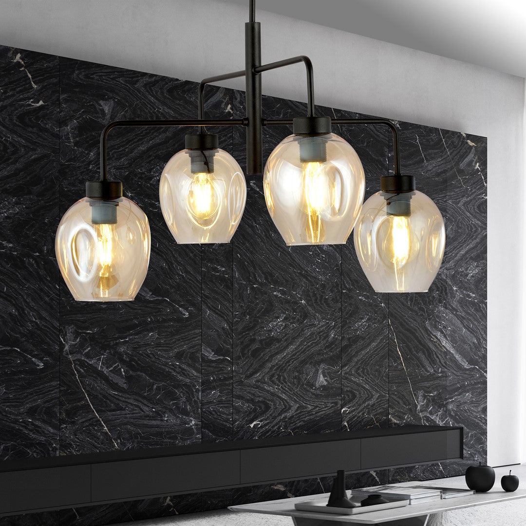 Lustra LUKKA 4 neagra si chihlimbar