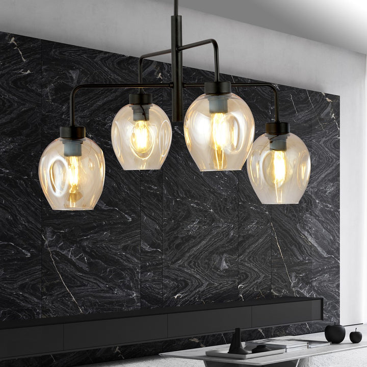 Lustra LUKKA 4 neagra si chihlimbar