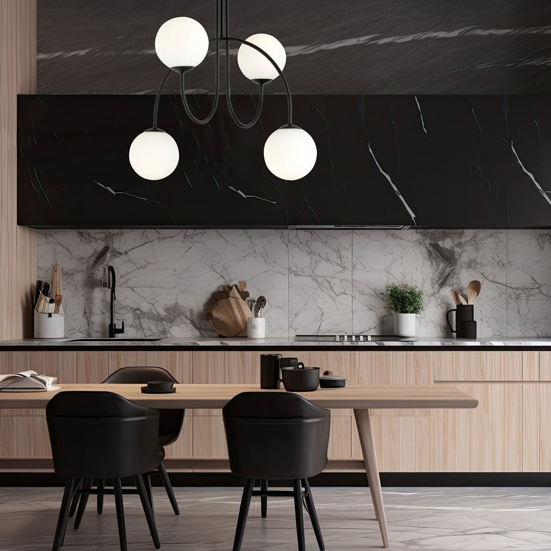 Lustra ARCHI 4A neagra OPAL