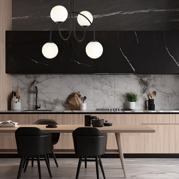 Lustra ARCHI 4A neagra OPAL