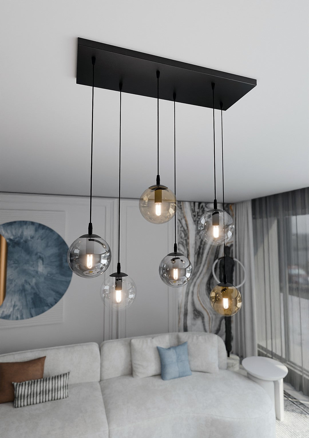 Lustra suspendata COSMO 6 neagra MIX1