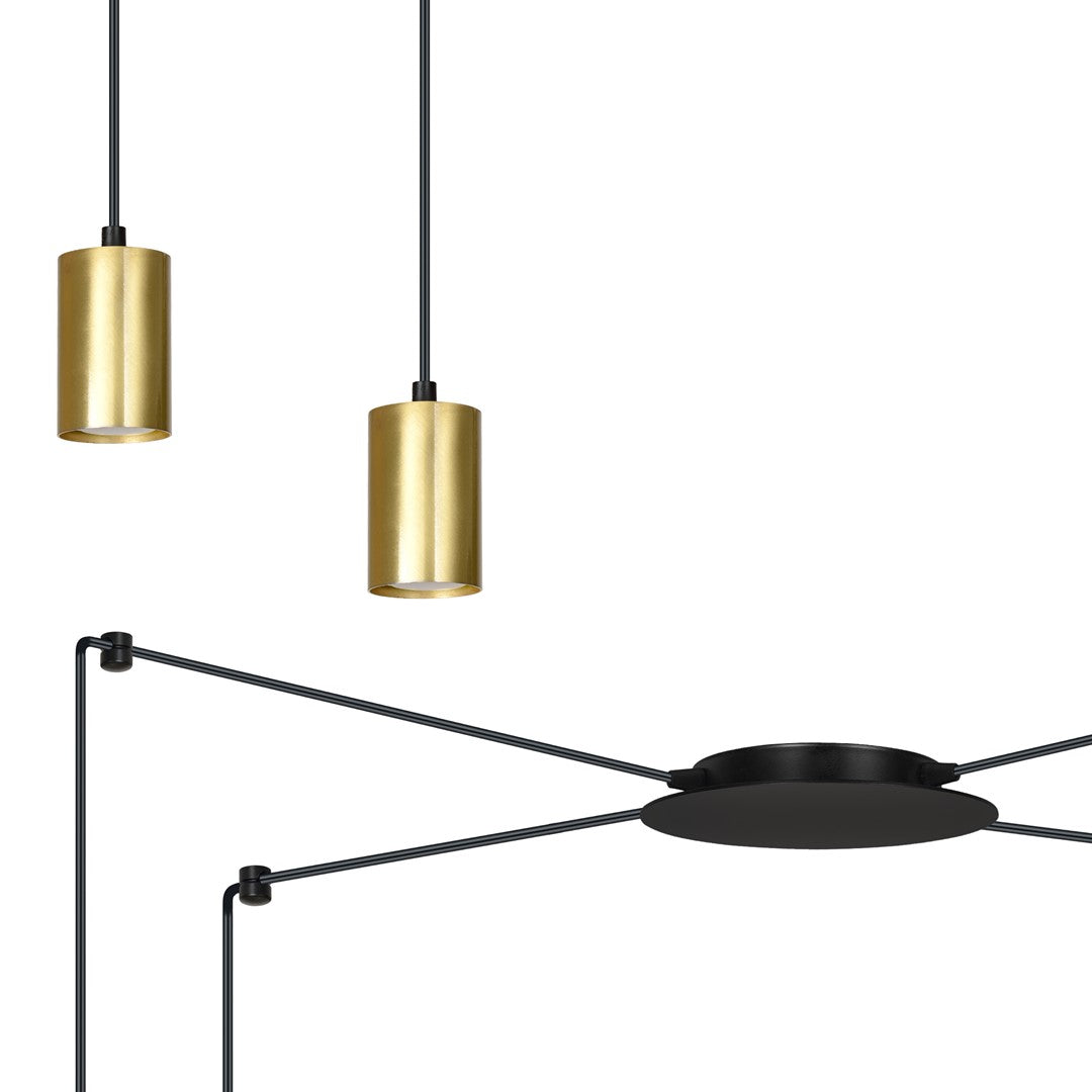 Lustra suspendata TRAKER 4 neagra/auriu