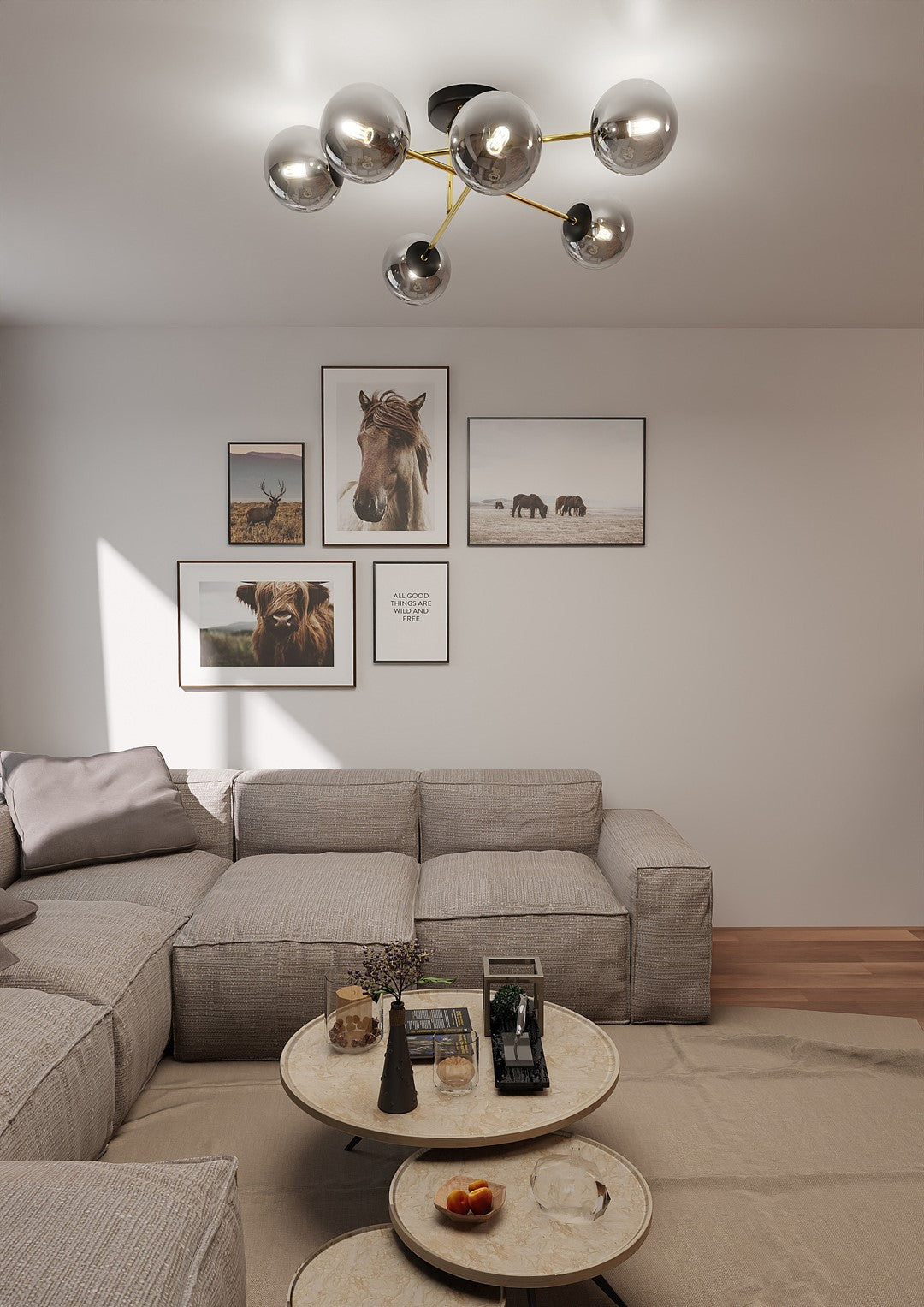 Lustra MAGNUM 6 neagra si abajur grafit