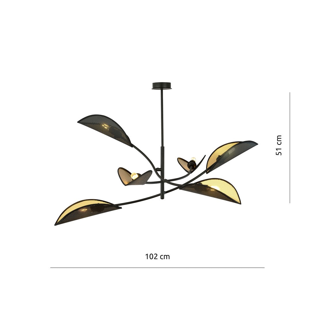 Lustra LOTUS 6 neagra/auriu