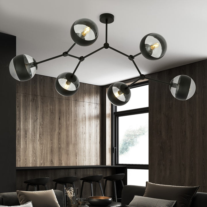Plafoniera SPACE 6 neagra cu dungi