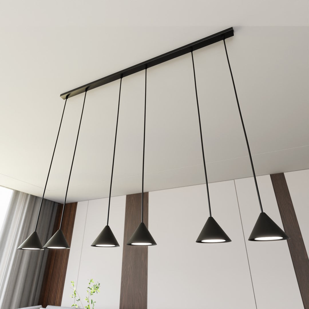 Lustra suspendata cu abajur conic ELIT 6 neagra