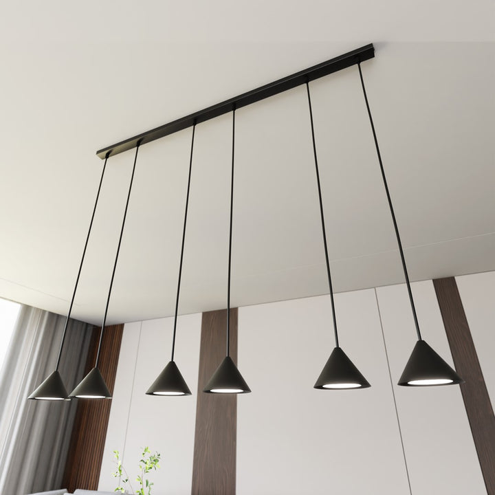 Lustra suspendata cu abajur conic ELIT 6 neagra
