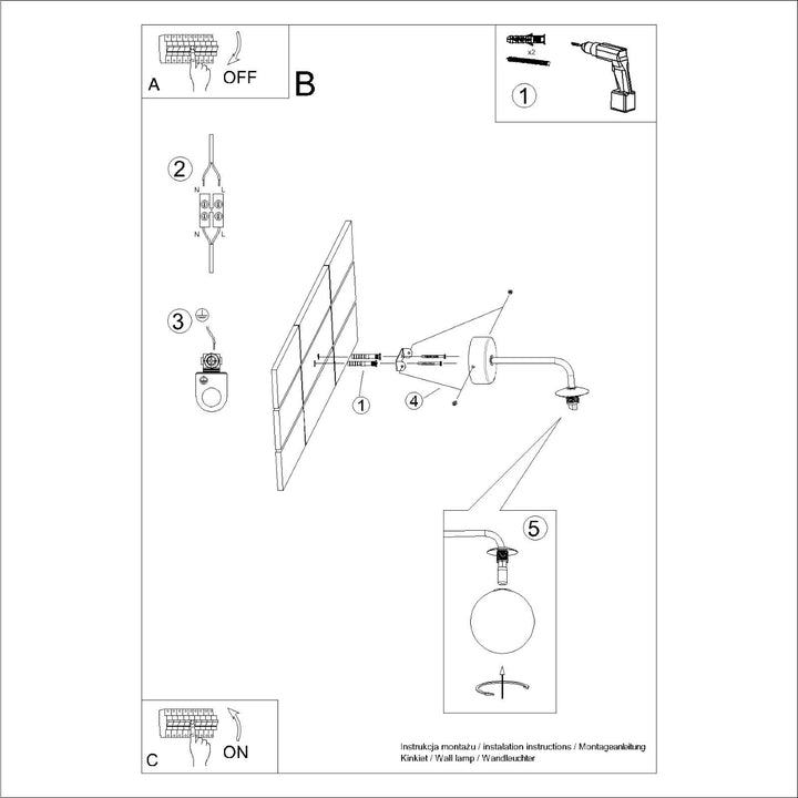 Lampa de perete ASTRAL 1 negru