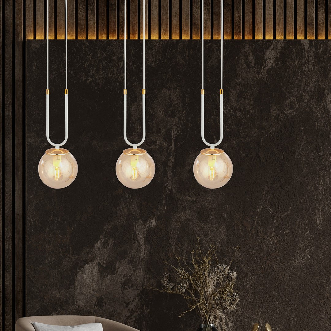 Lustra suspendata GLAM 3 alba/chihlimbar