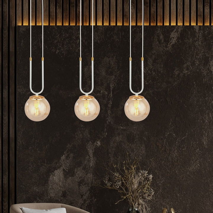 Lustra suspendata GLAM 3 alba/chihlimbar