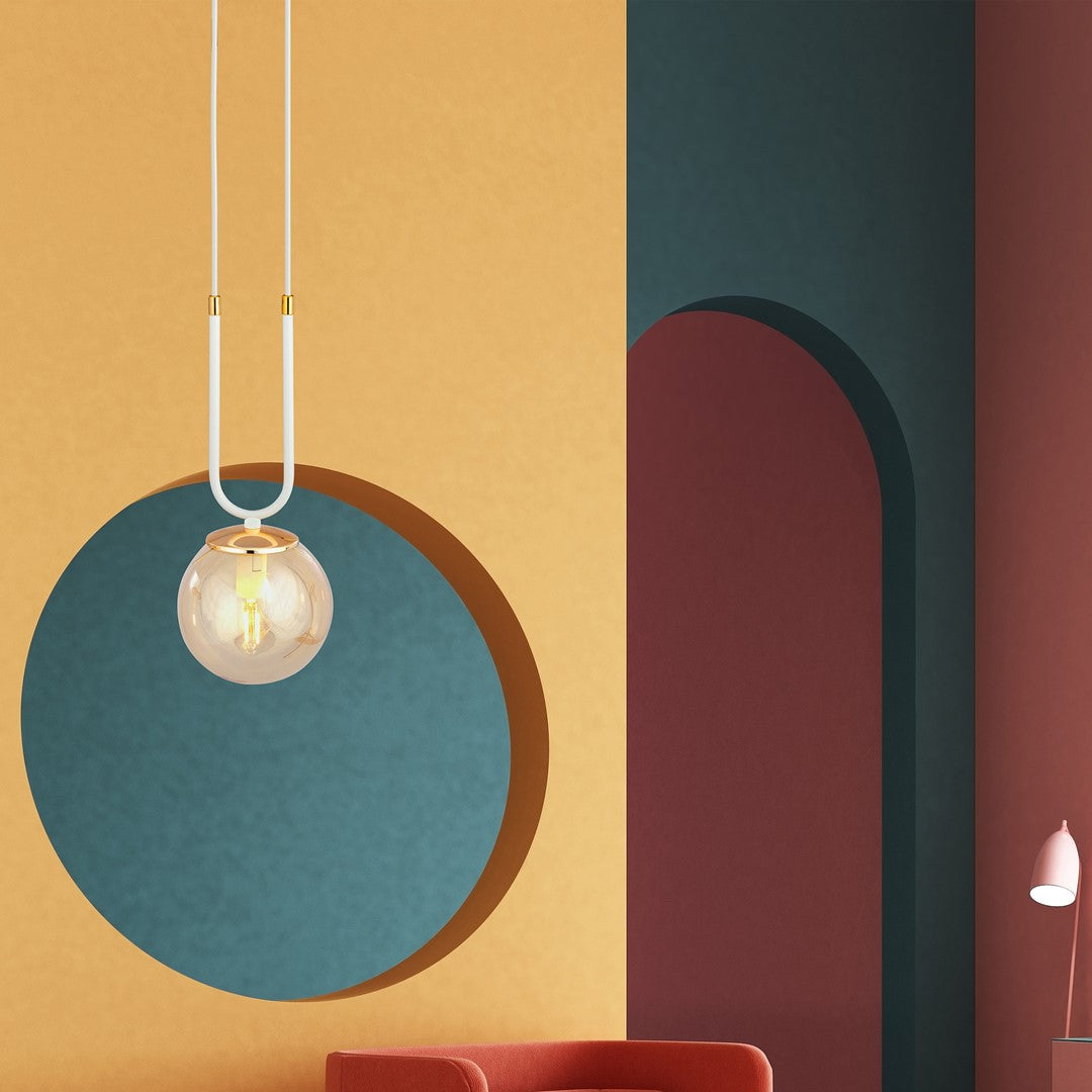 Pendul GLAM 1 alb cu chihlimbar