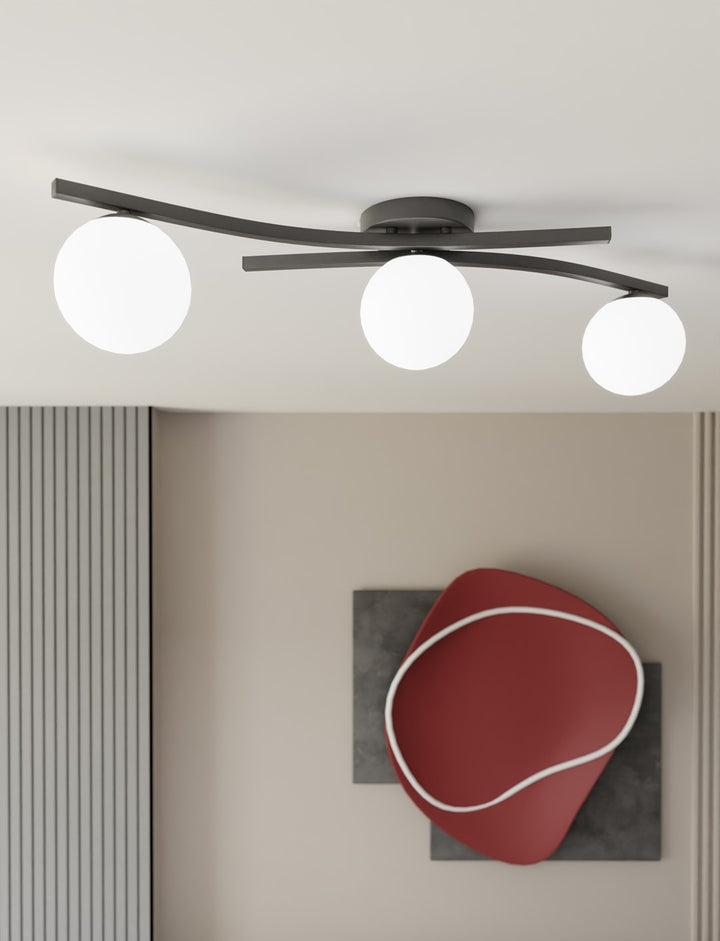 Plafoniera OPUS 3 neagra OPAL