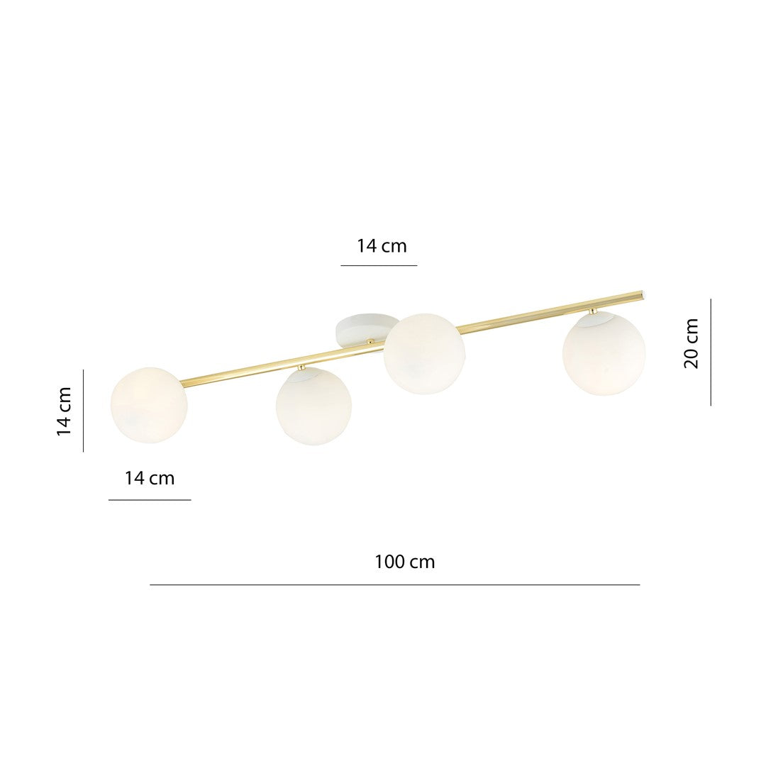 Plafoniera SPLENDI 4 alba si opal