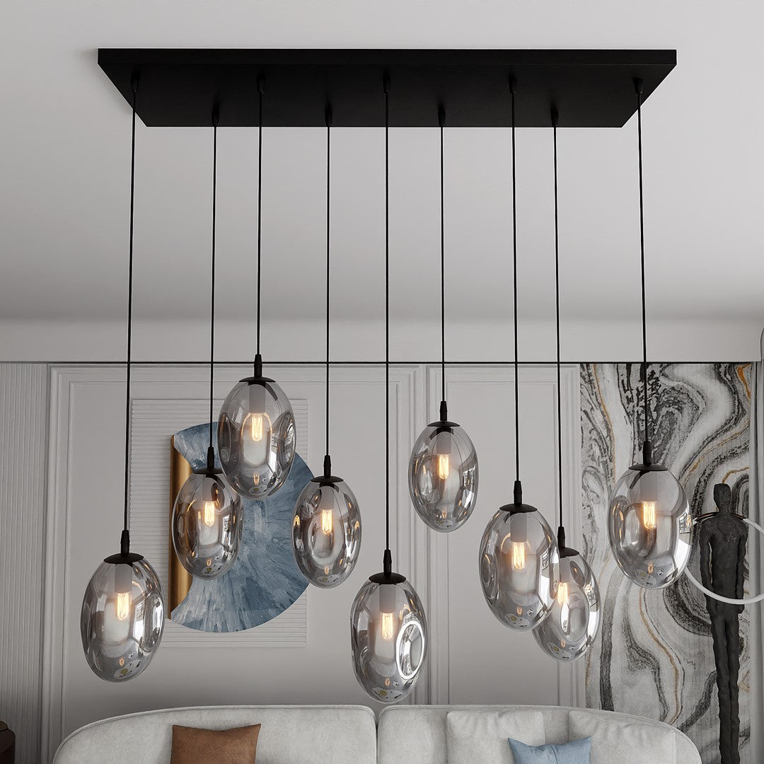 Lustra suspendata ASTRAL 9 neagra GRAFIT