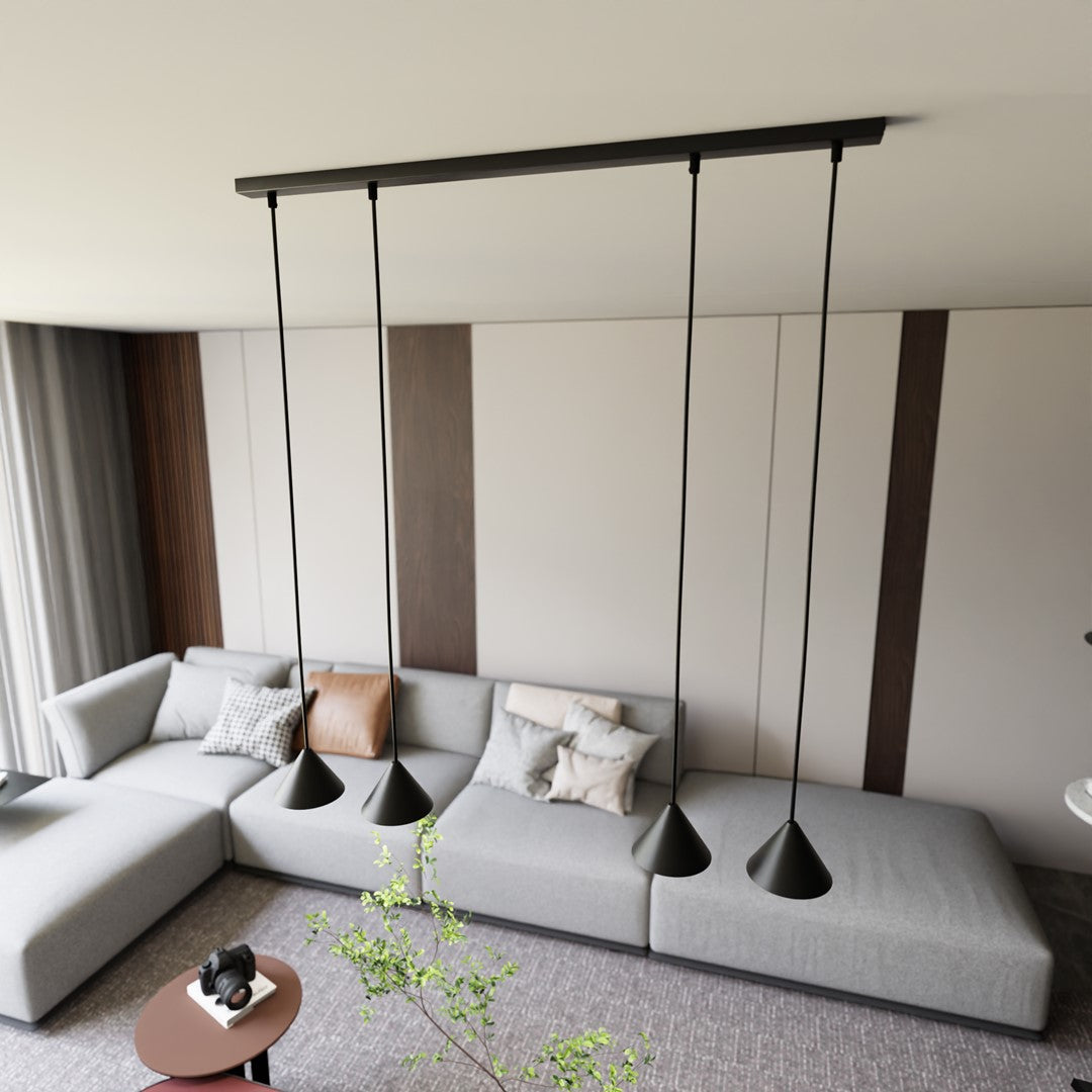 Lustra suspendata cu abajur conic ELIT 4 neagra