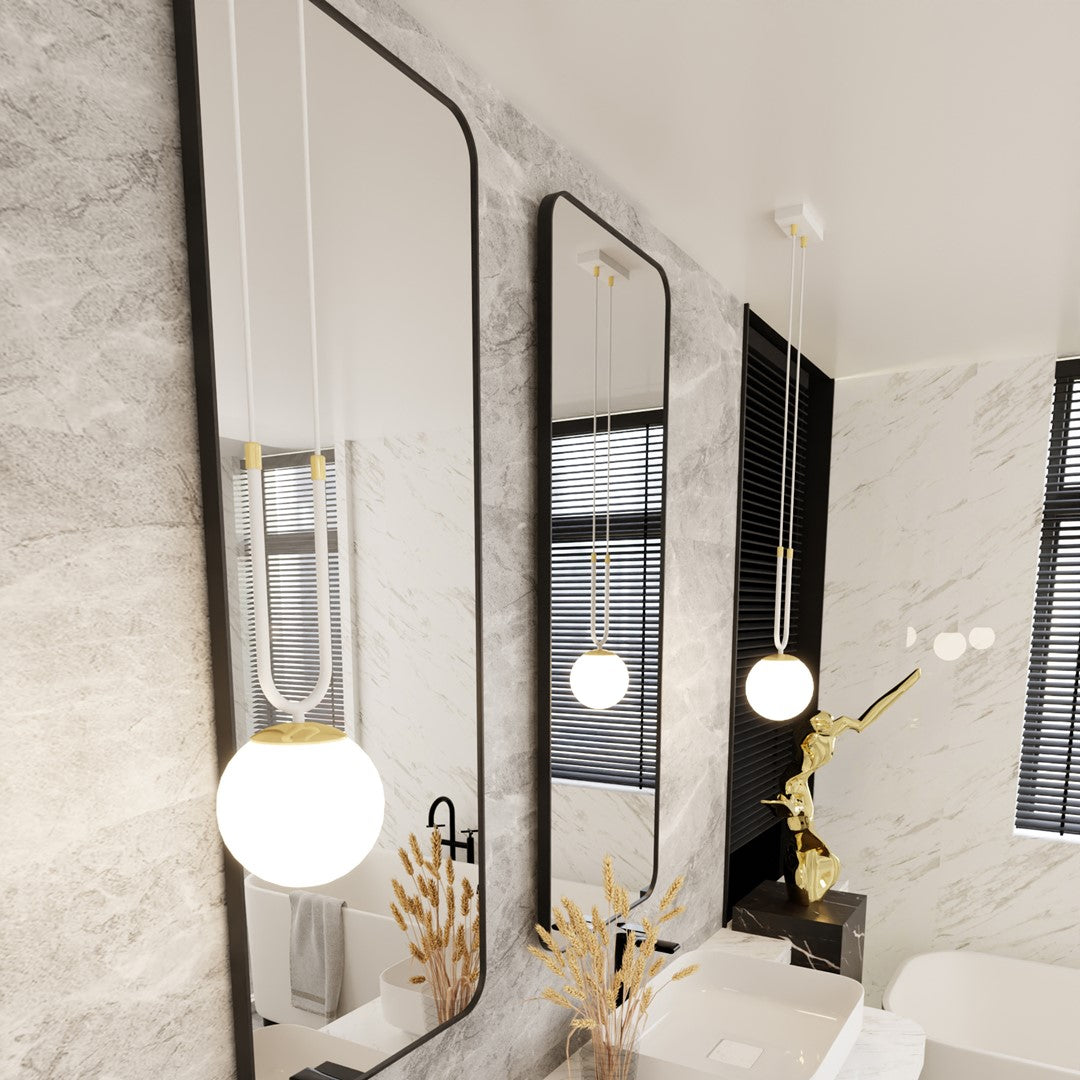 Pendul GLAM 1 alb cu abajur opal