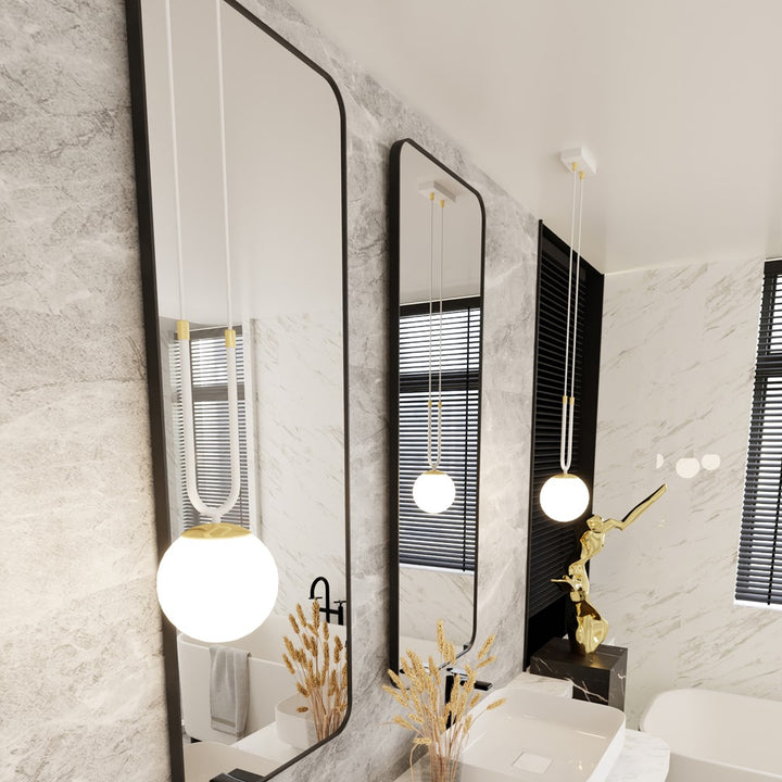 Pendul GLAM 1 alb cu abajur opal