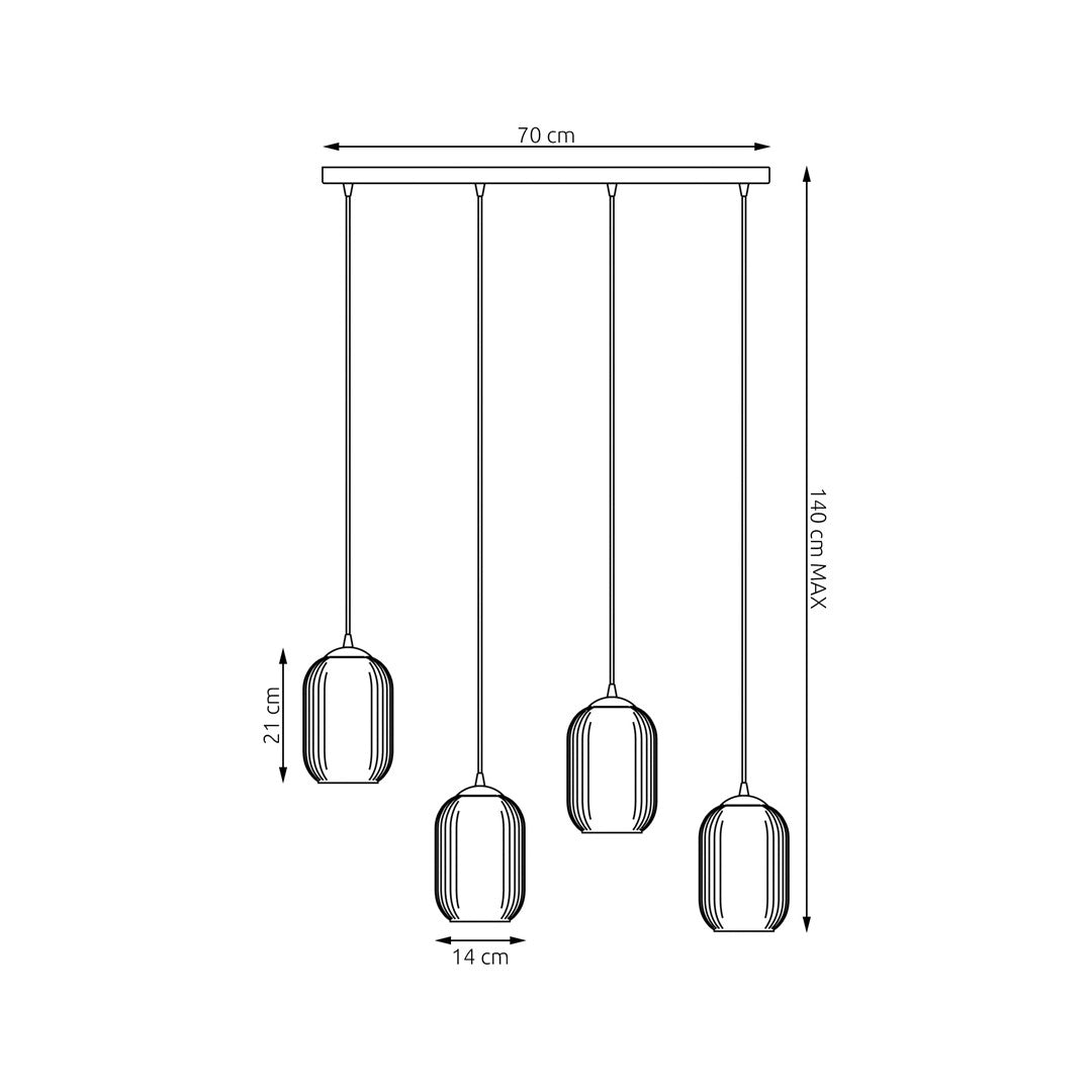 Lustra suspendata VERDI 4 neagra MIX