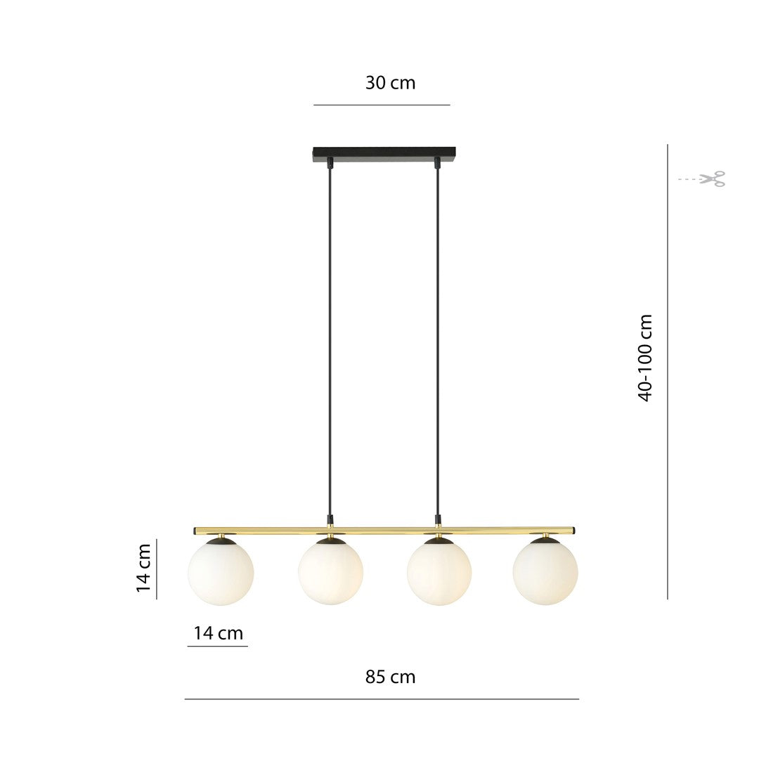 Lustra suspendata ALORA 4 neagra OPAL