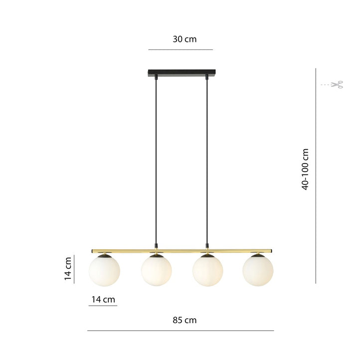 Lustra suspendata ALORA 4 neagra OPAL