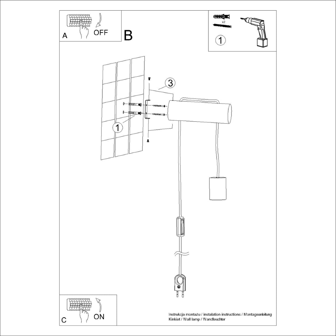 Lampa de perete NIMBI E27 cu intrerupator
