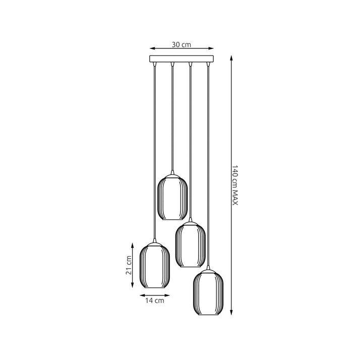 Lustra suspendata VERDI 4PREM neagra MIX