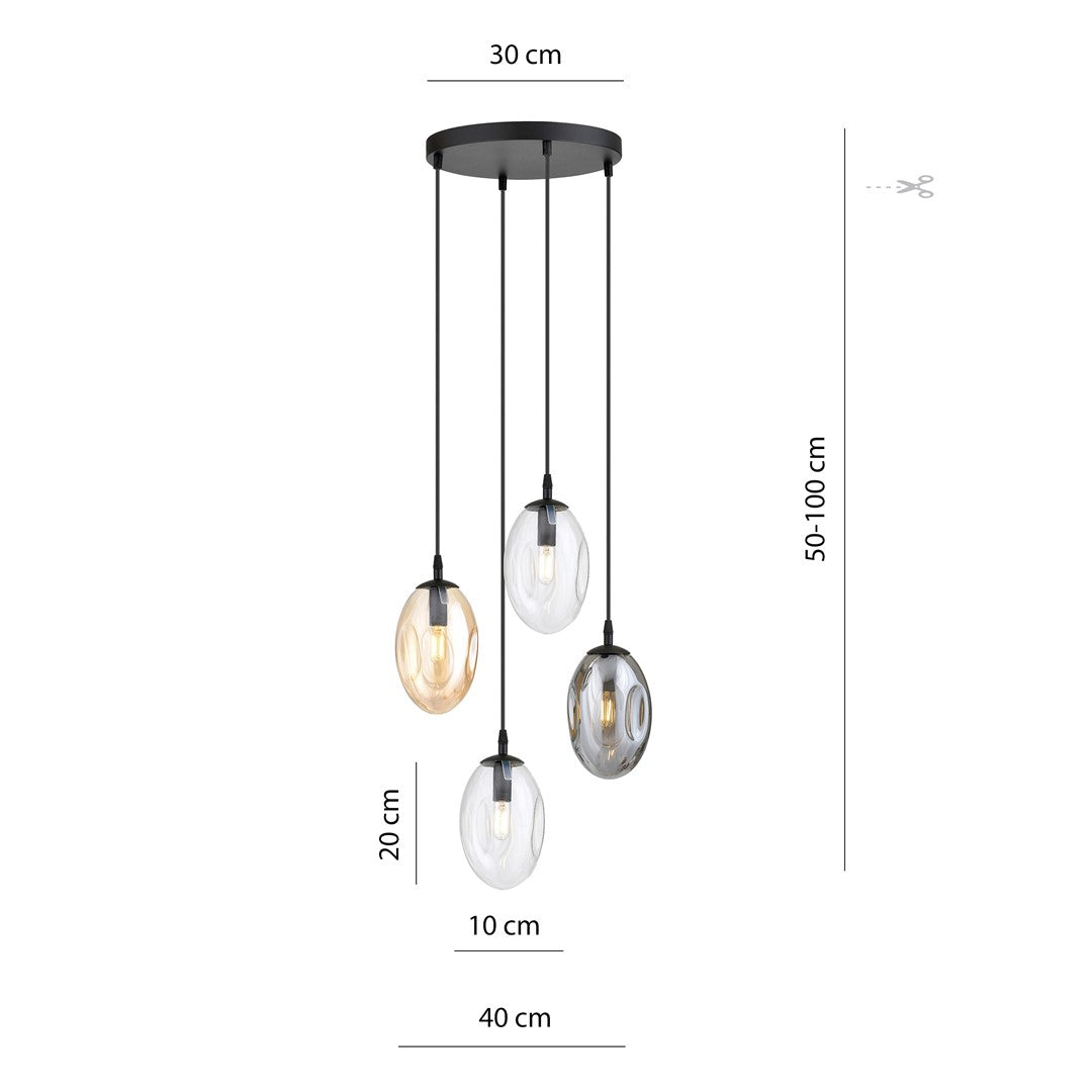 Lustra suspendata ASTRAL 4 neagra PREMIUM MIX