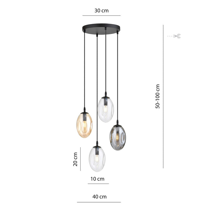 Lustra suspendata ASTRAL 4 neagra PREMIUM MIX