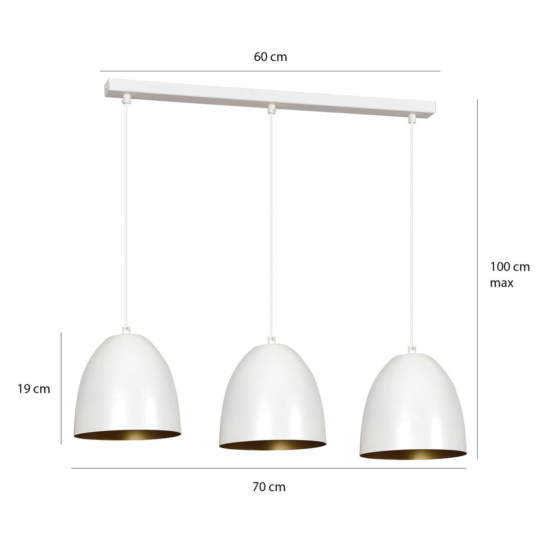Lustra suspendata LENOX 3 alba / auriu