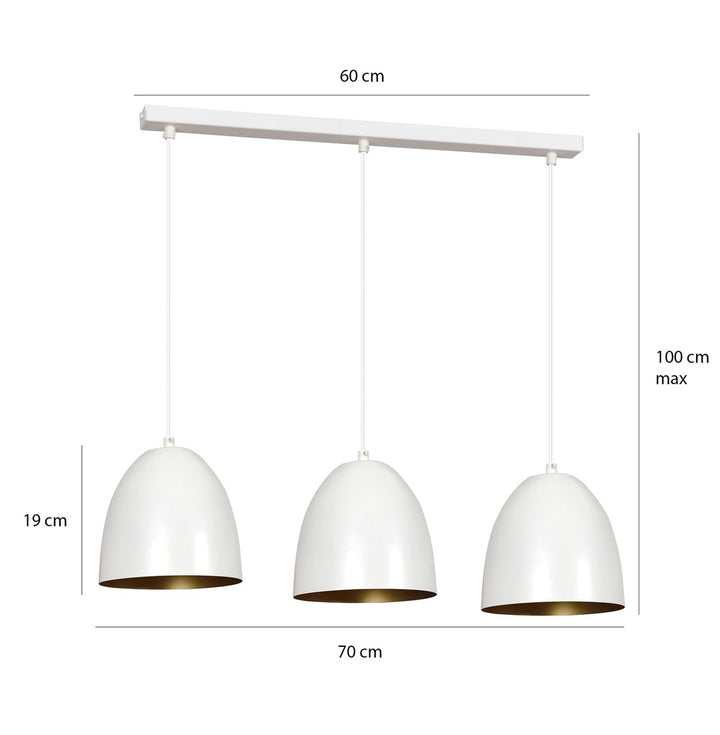 Lustra suspendata LENOX 3 alba / auriu