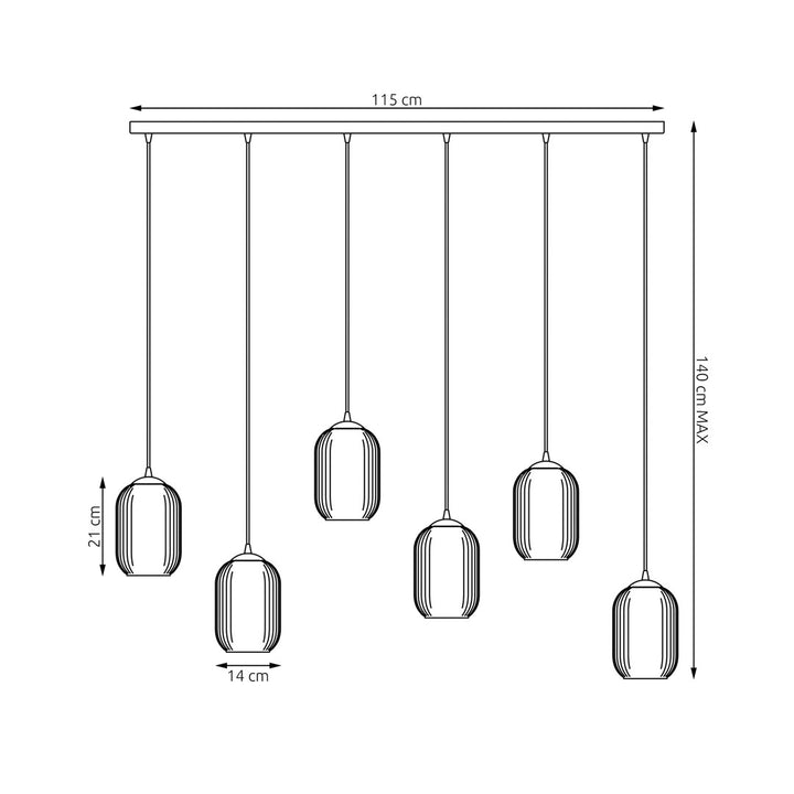 Lustra suspendata VERDI 6 neagra MIX