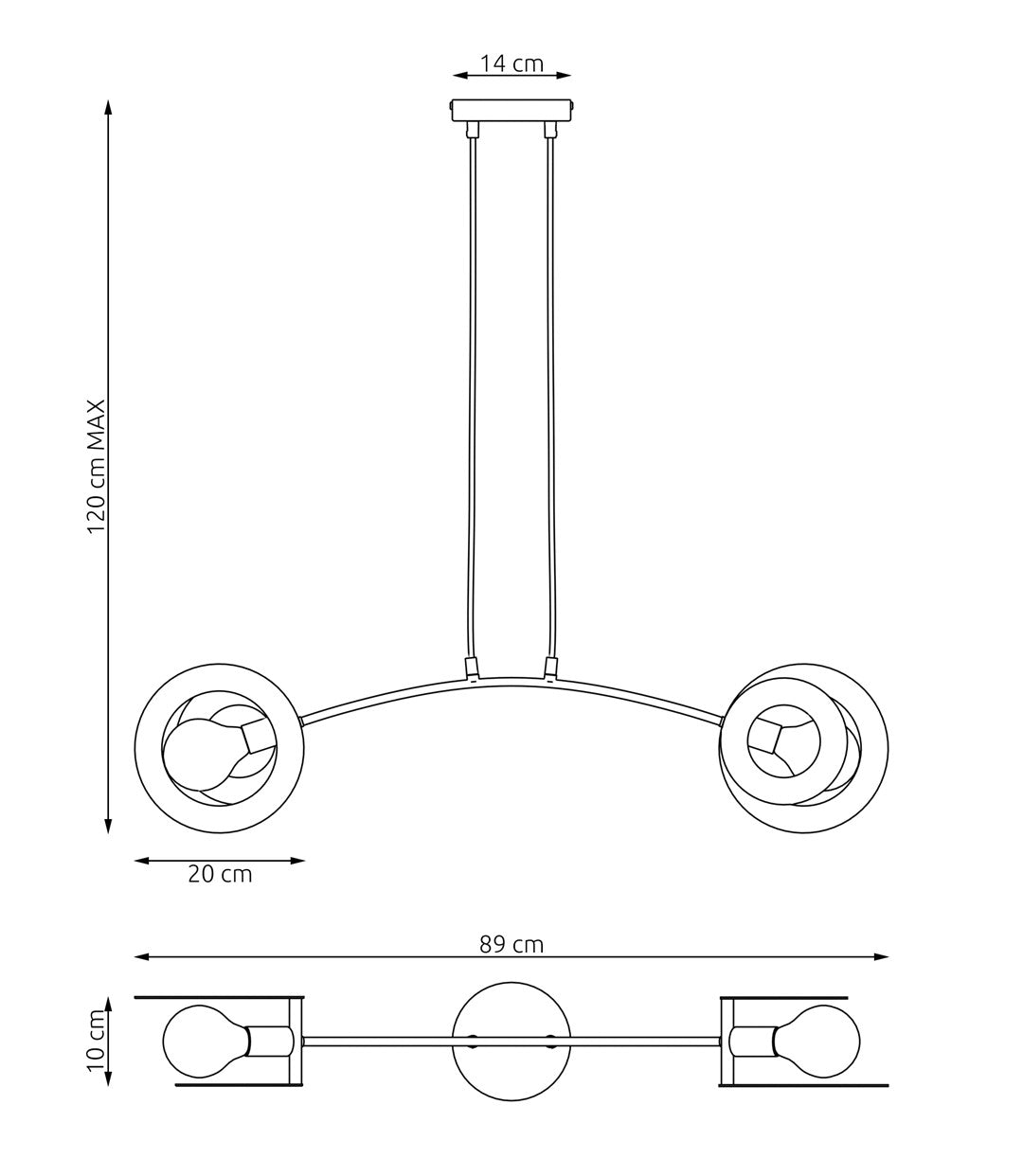 Lustra suspendata EUFORIA 2 neagra