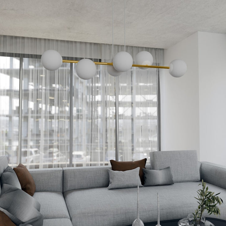 Lustra suspendata GRAVITY 6 alba auriu