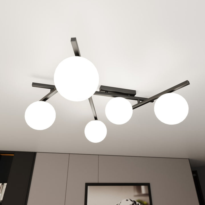 Plafoniera SMART 5 neagra si opal