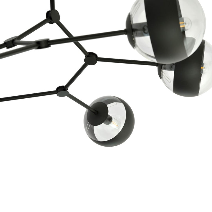 Plafoniera SPACE 6 neagra cu dungi