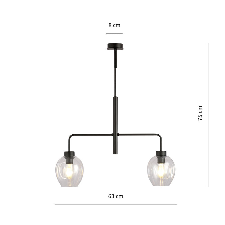 Lustra LUKKA 2 neagra cu abajur transparent