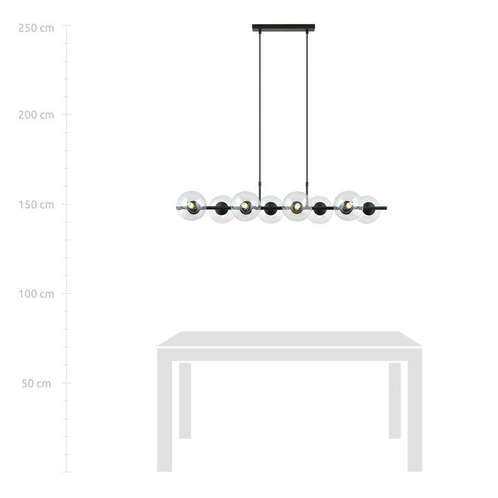 Lustra suspendata RORY 8 cu abajur transparent