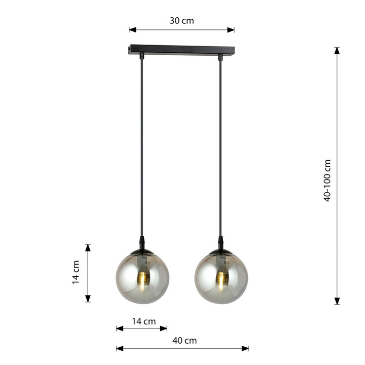 Lustra suspendata cu 2 pendule COSMO 2 neagra cu abajur grafit