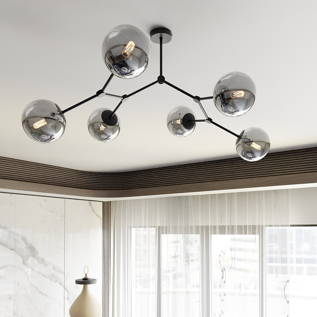 Plafoniera SPACE 6 neagra cu abajur grafit