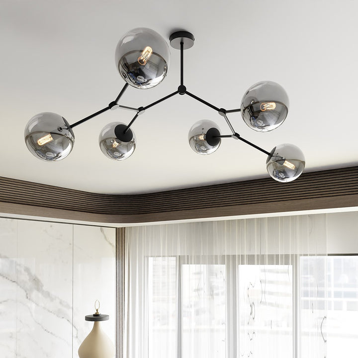 Plafoniera SPACE 6 neagra cu abajur grafit