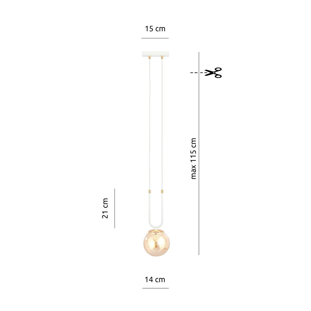 Pendul GLAM 1 alb cu chihlimbar