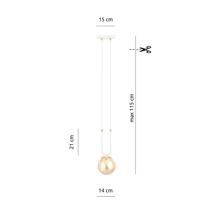 Pendul GLAM 1 alb cu chihlimbar