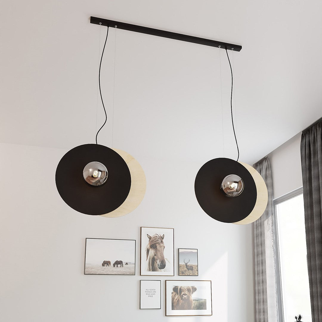Lustra suspendata SOHO 4 neagra cu abajur grafit