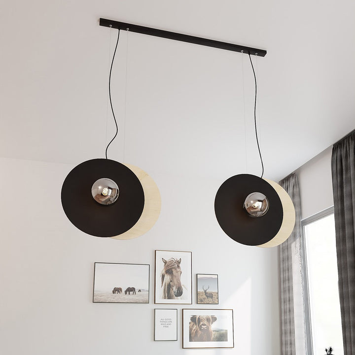 Lustra suspendata SOHO 4 neagra cu abajur grafit