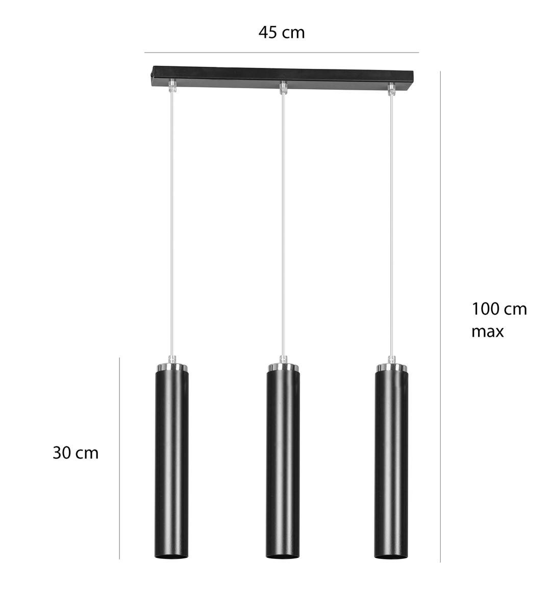 Lustra suspendata LUNA 3 neagra