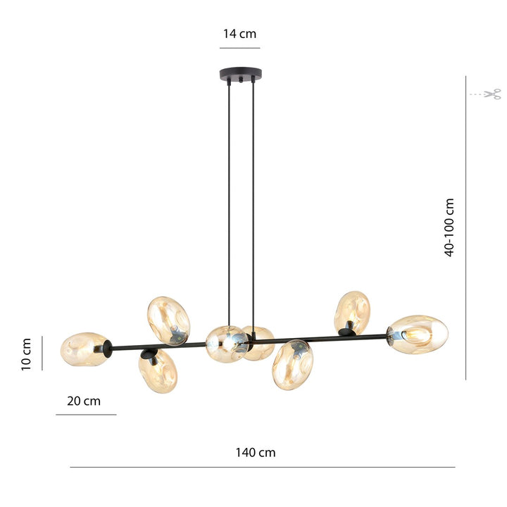 Plafoniera PANDORA 8 neagra chihlimbar