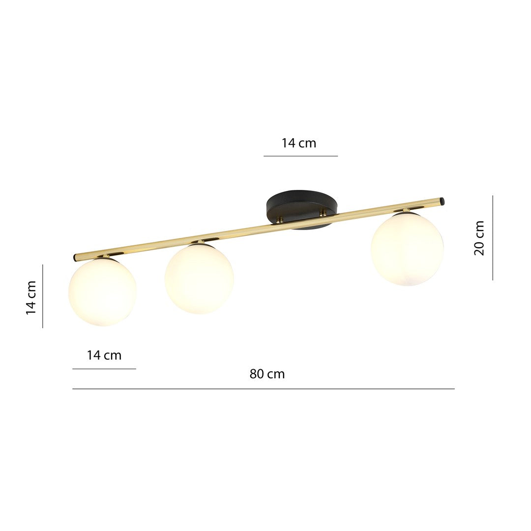 Plafoniera MONZA 3 neagra OPAL